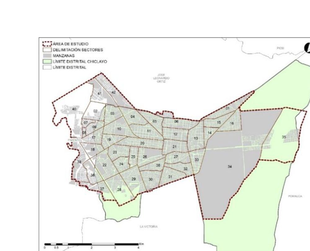 Área de estudio y delimitación por sectores
