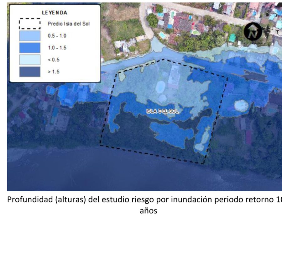 Profundidad del estudio de riesgo por inundación, periodo de retorno 100 años